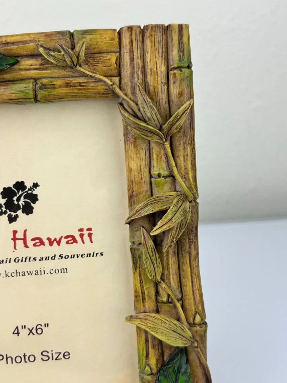KC Hawaii Hibiscus Bamboo Hawaiian Picture Frame Resin 2004 VTG 4x6 Home Shelf
